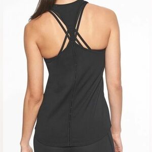 Athleta Women Solid Black Inversion 2.0 Racerback Split Back Tank Top 112426 S